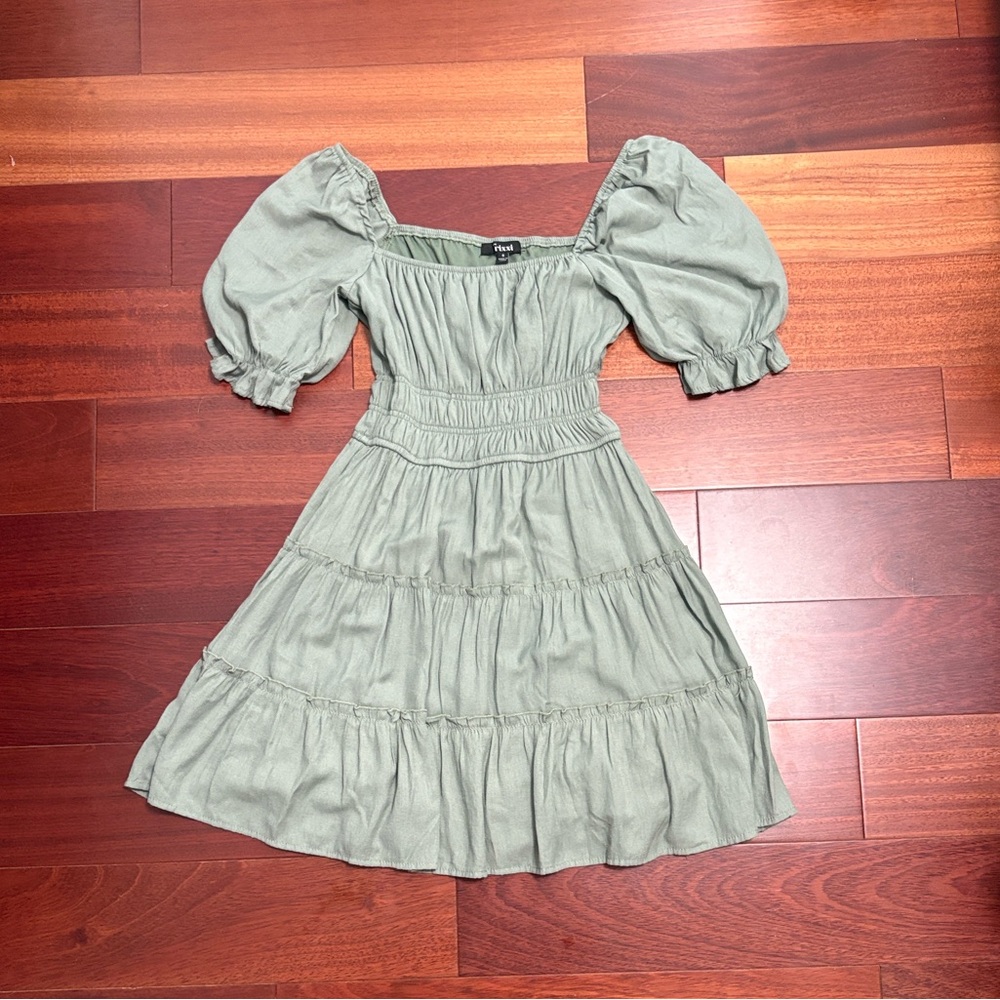 Trixxi Sage Green Elastic Waist Top